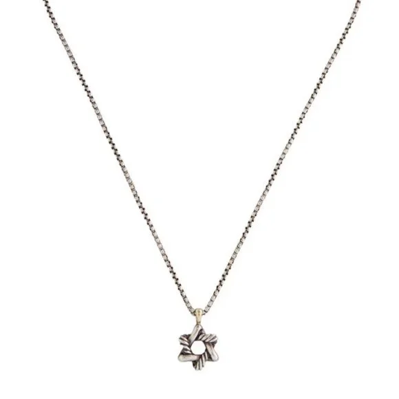 DAVID YURMAN TWO-TONE 14K YELLOW GOLD & STERLING STAR OF DAVID PENDANT NECKLACE - Picture 6 of 8